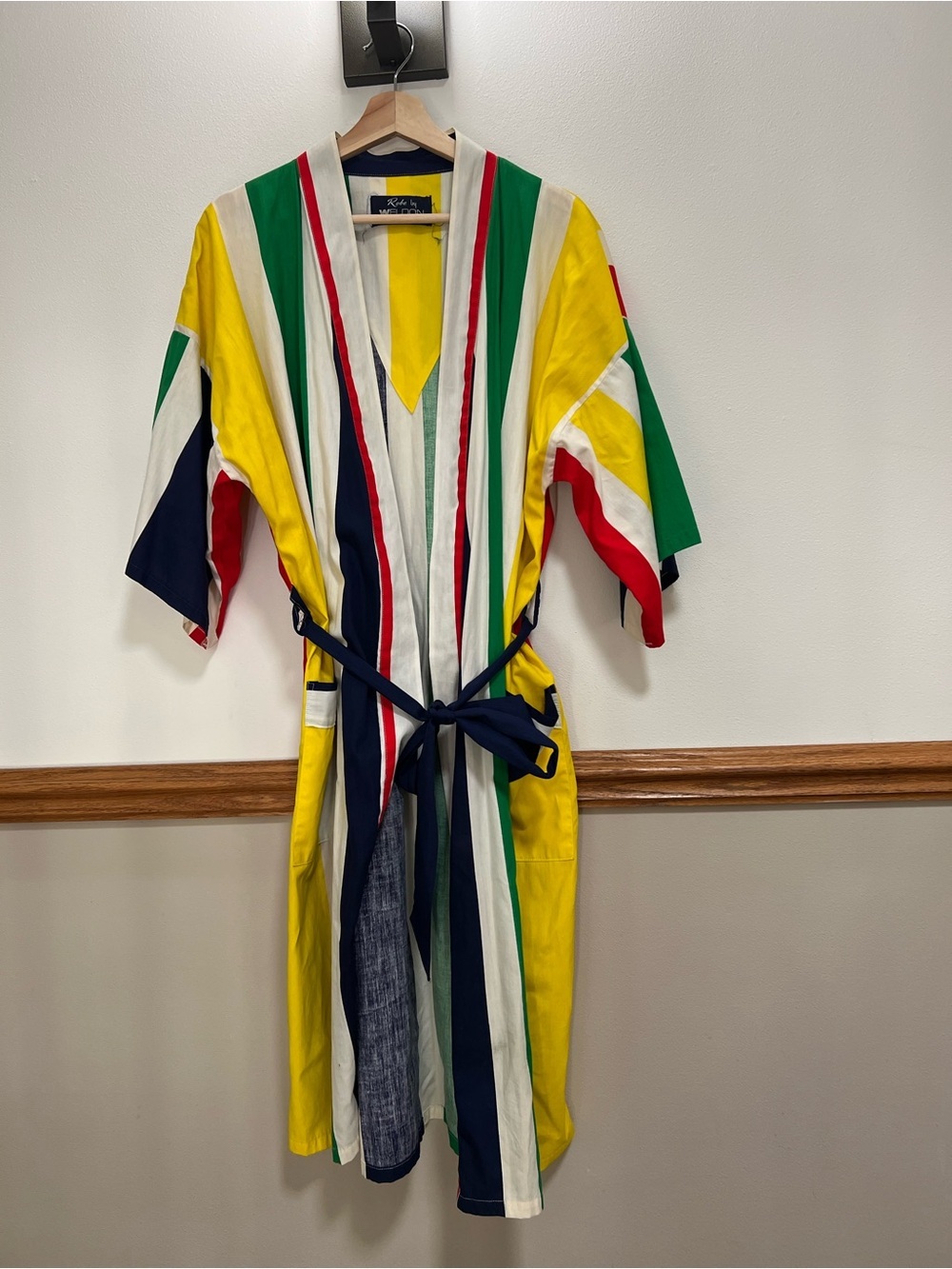 Vintage 70s RARE Colorful Striped Cotton Robe One size Fits most